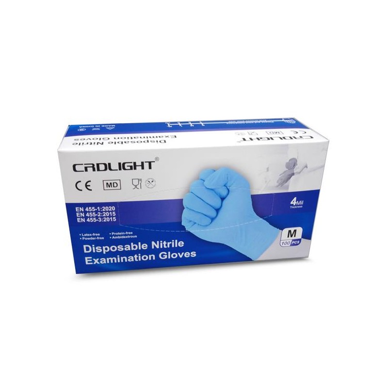 Luvas nitrilo azul não esterilizadas sem pó para exame M 24x9,5cm 100un