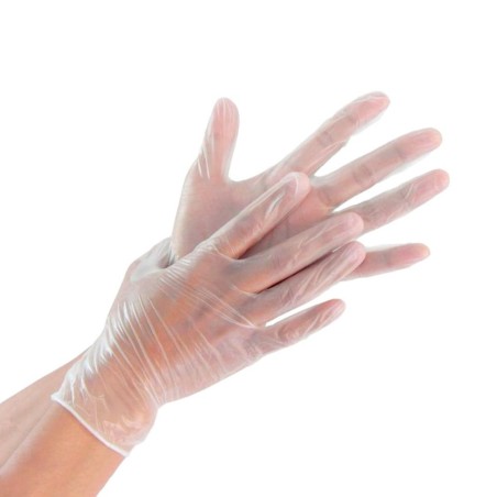 Luvas em vinil transparente não esterilizadas sem pó para exame L 100un