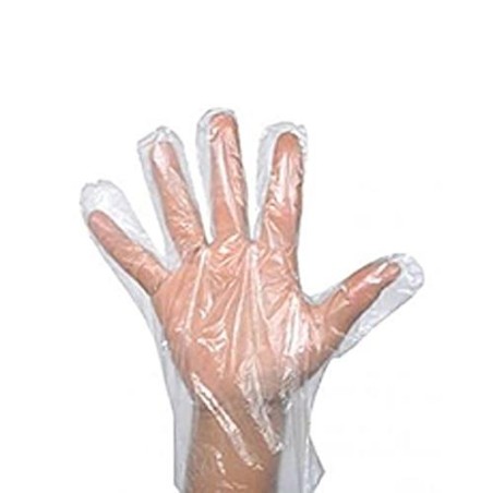 Luvas tipo palhaço em plástico transparente HDPE tamanho único 100un