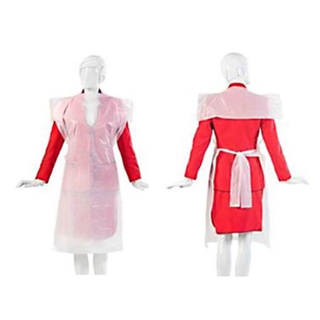 Avental em plástico branco descartável multiusos 700x125cm embalagem 50un