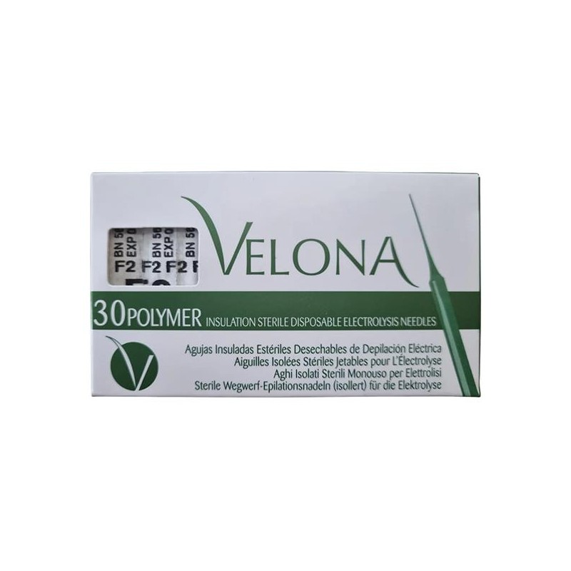 Agulhas Velona F2 esterilizadas isoladas para eletrólise caixa 30un
