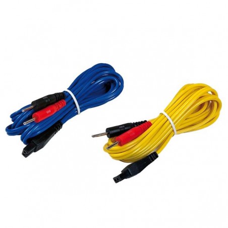 Cabos para eletroestimuladores Mio Care e Smart Tens cor azul e amarela