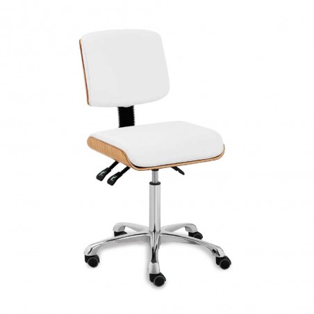 Banco rodado branco ZOI Silver Fox com encosto, elevação à gás 64x64x91cm