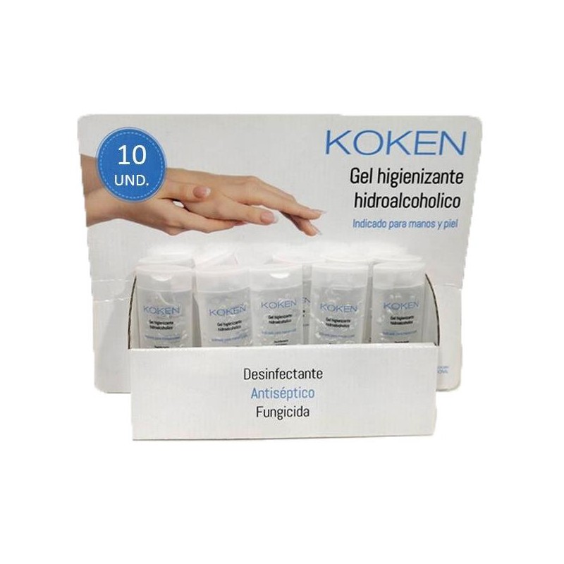 Gel desinfetante para mãos com expositor de 10un embalagem 50ml