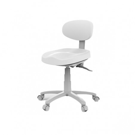 Banco rodado branco e natural SUN Silver Fox com encosto, elevação a gás