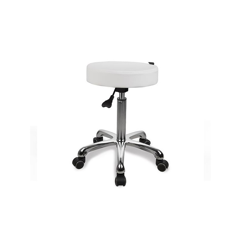 Banco rodado branco OPAL sem encosto e com elevação a gás, 34x55.5-75cm