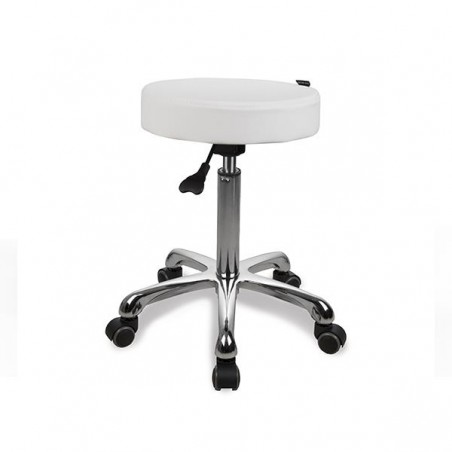 Banco rodado branco OPAL sem encosto e com elevação a gás, 34x55.5-75cm