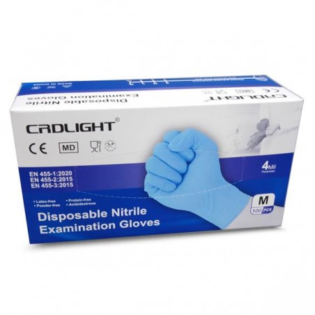 Luvas nitrilo azul não esterilizadas sem pó para exame M 24x9,5cm 100un