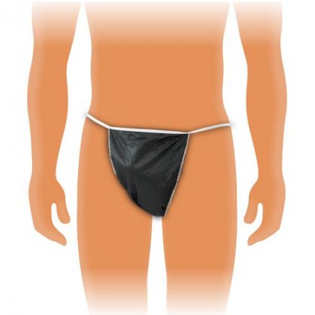 Tanga descartável para homem em polipropileno preto em bolsa 100un