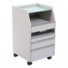 Móvel de apoio rodado ELBA metal/vidro branco pedicura, 46x45x80cm